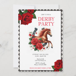 Ren voor de Rozen Race Horse Derby Party Kaart