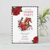 Ren voor de Rozen Race Horse Derby Party Kaart (Staand voorkant)
