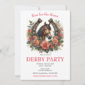 Ren voor de Rozen Race Horse Derby Party Kaart (Voorkant)