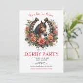 Ren voor de Rozen Race Horse Derby Party Kaart (Staand voorkant)