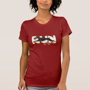 Ren voor een vlinder, zwarte Doberman T-shirt