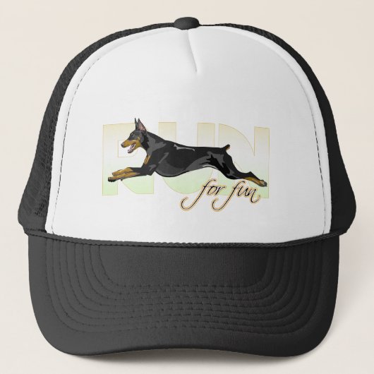 Ren voor een vlinder, zwarte Doberman Trucker Pet (Voorkant)