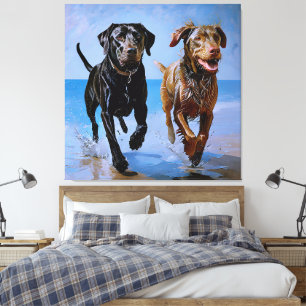 "Ren vrij, ren samen" aan het strand Best Buddies Canvas Afdruk