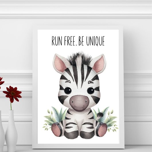 Ren Vrij, Wees Uniek - Baby Zebra Kamer Muurkunst Poster