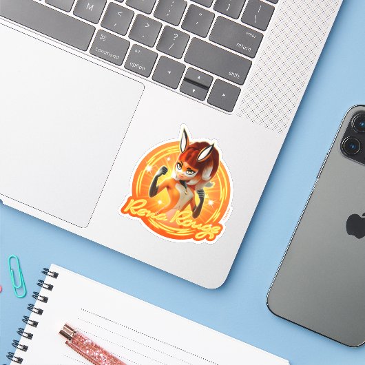 Rena Rouge Circle Badge Sticker (Laptop met iPhone)