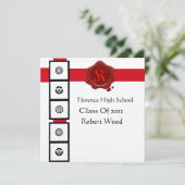 RENAISSANCE AFSTUDEREN Red Wax Seal Monogram Kaart (Staand voorkant)