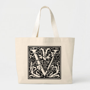 Renaissance alfabet letter V Totebag Grote Tote Bag