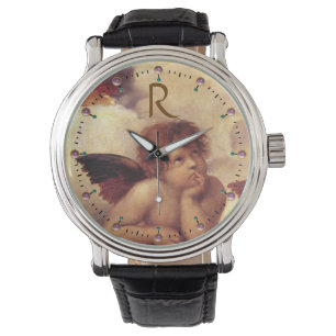 RENAISSANCE ANGEL / Gevleugeld Cherub Monogram Horloge