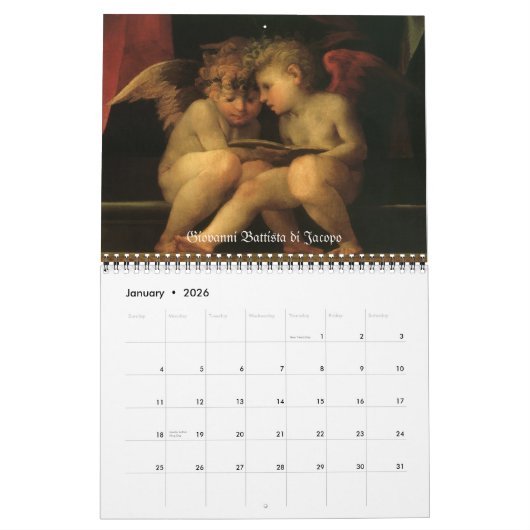  Renaissance Angels, Antiek Kunst Kalender (Jan 2026)