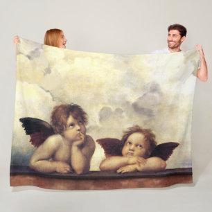 RENAISSANCE ANGELS Raffaello Sanzio, Winged Cherub Fleece Deken