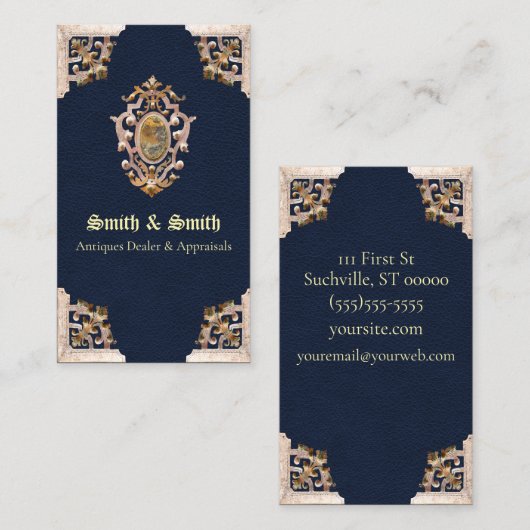 Renaissance Antiek stijl (blauw) Visitekaartje (Voorkant / Achterkant)