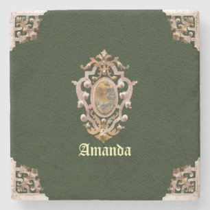 Renaissance Antiek stijl (groen) Stenen Onderzetter