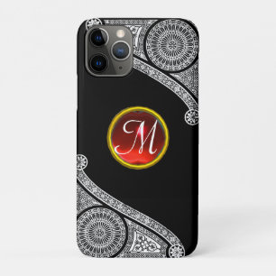 RENAISSANCE ARCHITECT Black White Gem Monogram iPhone 11 Pro Hoesje