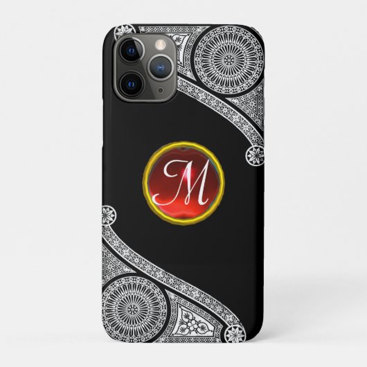 RENAISSANCE ARCHITECT Black White Gem Monogram Case-Mate iPhone Case (Achterkant)