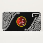 RENAISSANCE ARCHITECT Black White Gem Monogram Case-Mate iPhone Case (Achterkant (horizontaal))