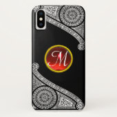 RENAISSANCE ARCHITECT Black White Gem Monogram Case-Mate iPhone Case (Achterkant)
