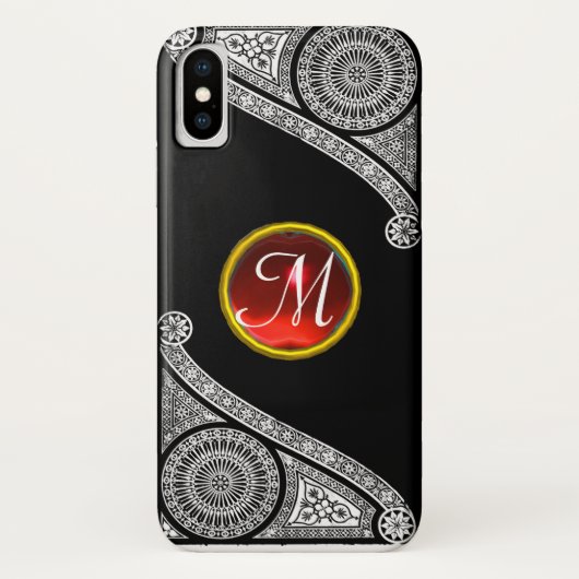 RENAISSANCE ARCHITECT Black White Gem Monogram Case-Mate iPhone Case (Achterkant)