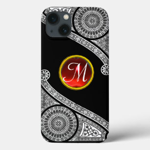 RENAISSANCE ARCHITECT Black White Gem Monogram Case-Mate iPhone Case