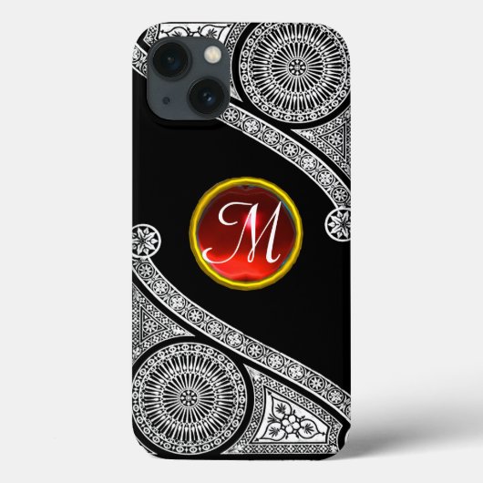 RENAISSANCE ARCHITECT Black White Gem Monogram Case-Mate iPhone Case (Achterkant)