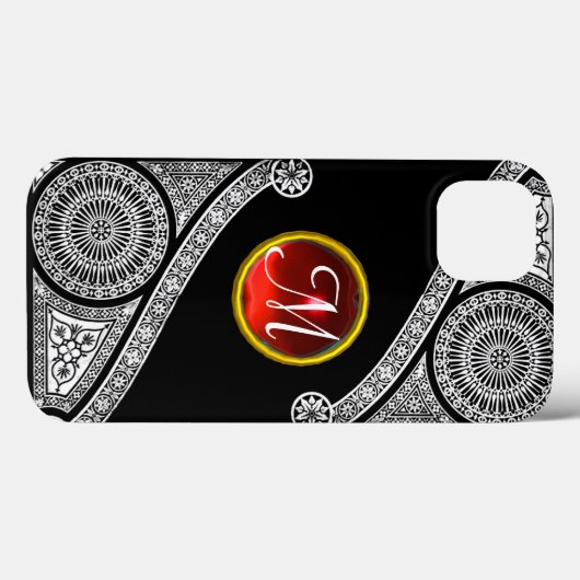 RENAISSANCE ARCHITECT Black White Gem Monogram Case-Mate iPhone Case (Achterkant (horizontaal))
