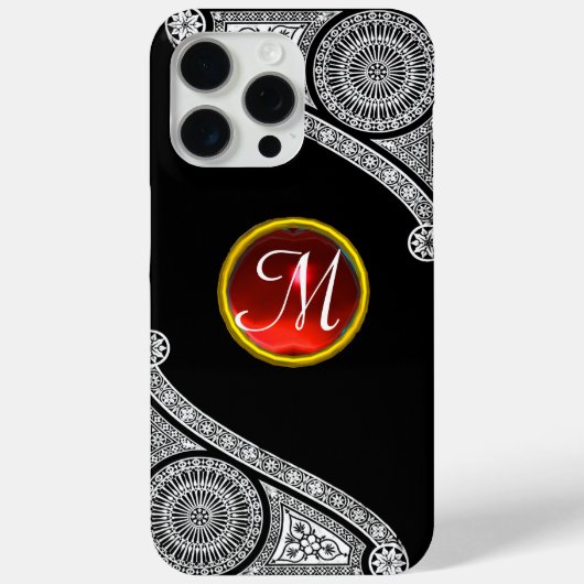 RENAISSANCE ARCHITECT Black White Gem Monogram Case-Mate iPhone Case (Achterkant)