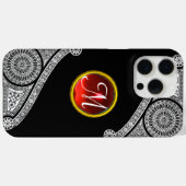 RENAISSANCE ARCHITECT Black White Gem Monogram Case-Mate iPhone Case (Achterkant (horizontaal))