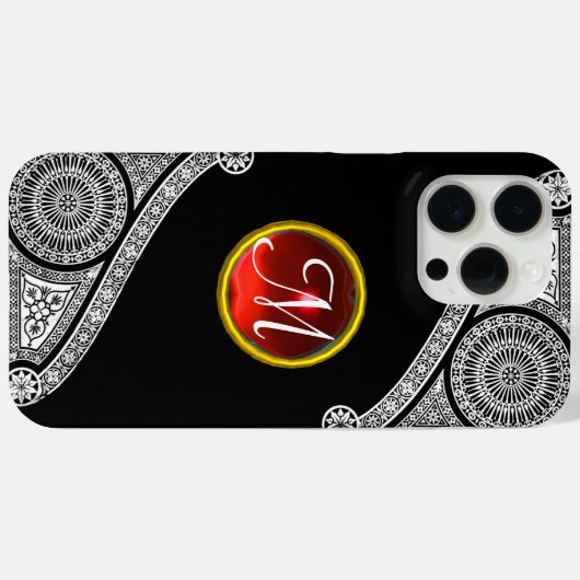 RENAISSANCE ARCHITECT Black White Gem Monogram Case-Mate iPhone Case (Achterkant (horizontaal))