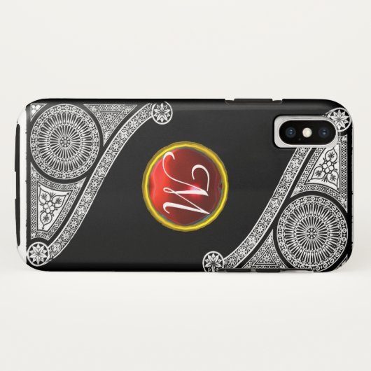 RENAISSANCE ARCHITECT Black White Gem Monogram Case-Mate iPhone Case (Achterkant (horizontaal))