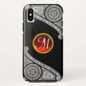 RENAISSANCE ARCHITECT Black White Gem Monogram Case-Mate iPhone Case (Achterkant)