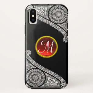 RENAISSANCE ARCHITECT Black White Gem Monogram Case-Mate iPhone Case