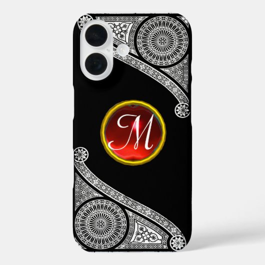 RENAISSANCE ARCHITECT Black White Gem Monogram Case-Mate iPhone Case (Achterkant)