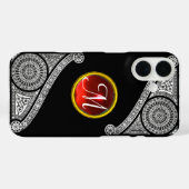 RENAISSANCE ARCHITECT Black White Gem Monogram Case-Mate iPhone Case (Achterkant (horizontaal))
