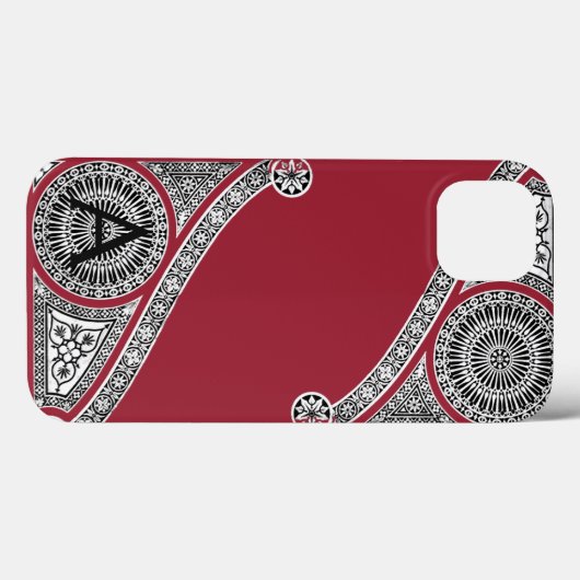 RENAISSANCE ARCHITECT Marsala Red Monogram Case-Mate iPhone Case (Achterkant (horizontaal))