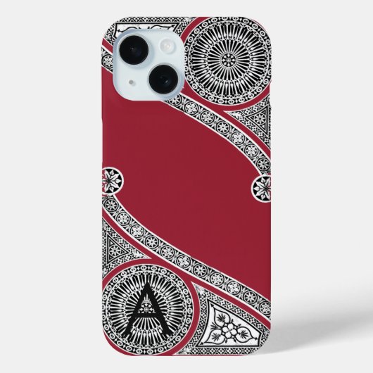 RENAISSANCE ARCHITECT Marsala Red Monogram Case-Mate iPhone Case (Achterkant)