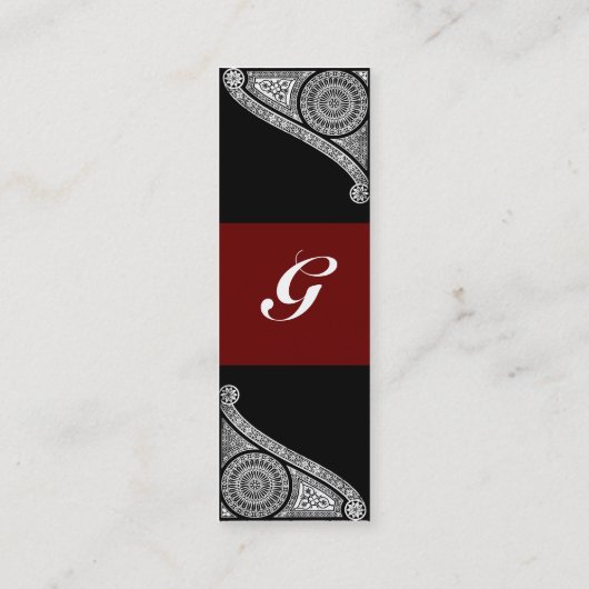 RENAISSANCE ARCHITECT MONOGRAM 3 donkergrijs rood Mini Visitekaartje (Achterkant)