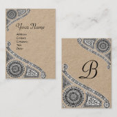 RENAISSANCE ARCHITECT MONOGRAM Black Kraft Visitekaartje (Voorkant / Achterkant)
