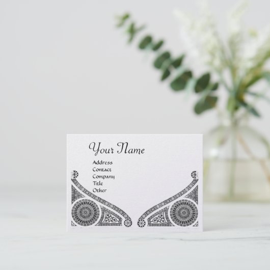 RENAISSANCE ARCHITECT MONOGRAM Black White Pearl Visitekaartje (Staand voorkant)