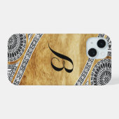 RENAISSANCE ARCHITECT Parchment Monogram iPhone 15 Case (Achterkant horizontaal)