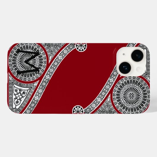 RENAISSANCE ARCHITECT Red Burgundy Monogram Case-Mate iPhone Case (Achterkant (horizontaal))