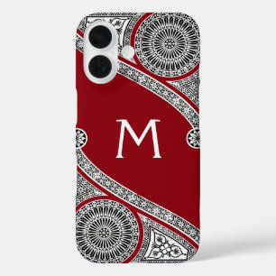 RENAISSANCE ARCHITECT Red Burgundy Monogram iPhone 16 Hoesje