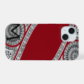 RENAISSANCE ARCHITECT Red Burgundy Monogram iPhone 15 Case (Achterkant horizontaal)