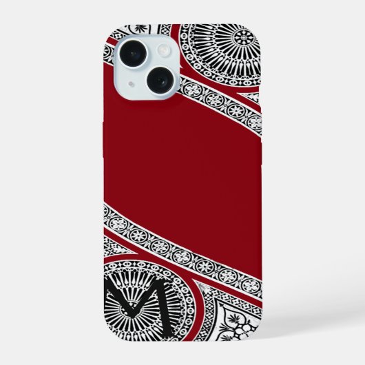 RENAISSANCE ARCHITECT Red Burgundy Monogram iPhone 15 Case (Achterkant)
