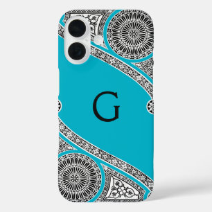 RENAISSANCE ARCHITECT Scruba Blue Monogram iPhone 16 Hoesje