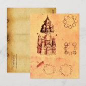 RENAISSANCE ARCHITECTURAAL PROJECT, perkament Briefkaart (Voorkant / Achterkant)