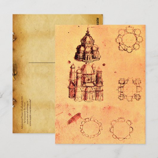 RENAISSANCE ARCHITECTURAAL PROJECT, perkament Briefkaart (Voorkant / Achterkant)