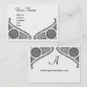 RENAISSANCE ARCHITECTURE MONOGRAM, Black White Visitekaartje (Voorkant / Achterkant)