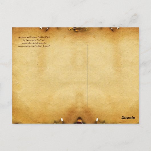 RENAISSANCE ARCHITECTUUR, Antiek perkament Briefkaart (Achterkant)