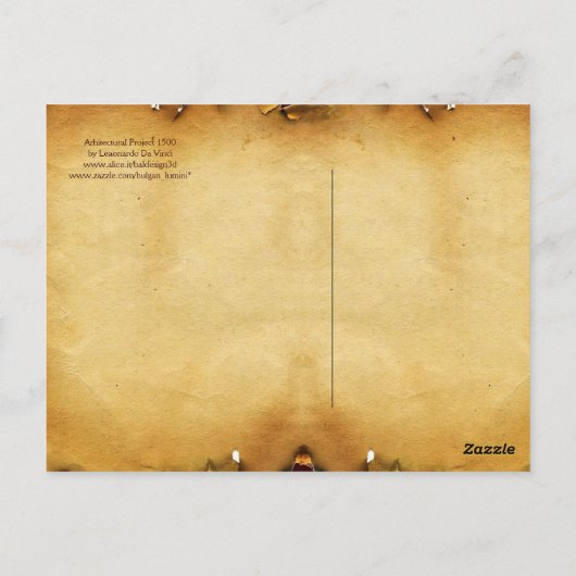 RENAISSANCE ARCHITECTUUR, Antiek perkament Briefkaart (Achterkant)