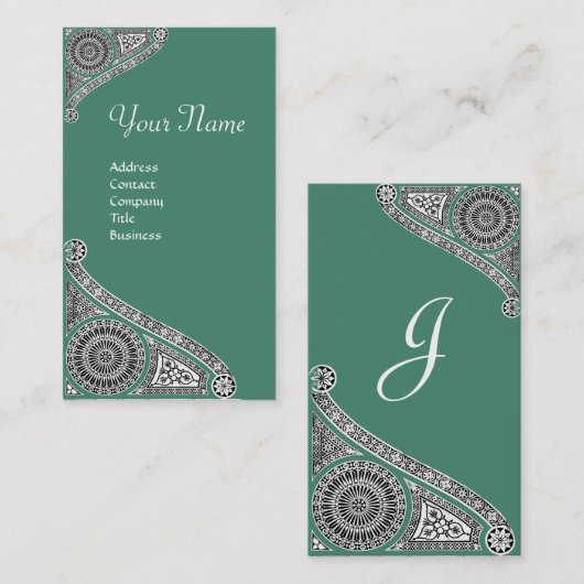 RENAISSANCE ARCHITECTUUR MONOGRAM Groen Wit Visitekaartje (Voorkant / Achterkant)