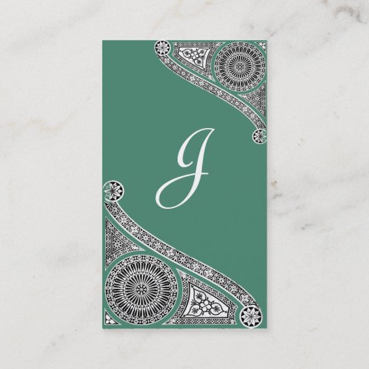 RENAISSANCE ARCHITECTUUR MONOGRAM Groen Wit Visitekaartje (Achterkant)